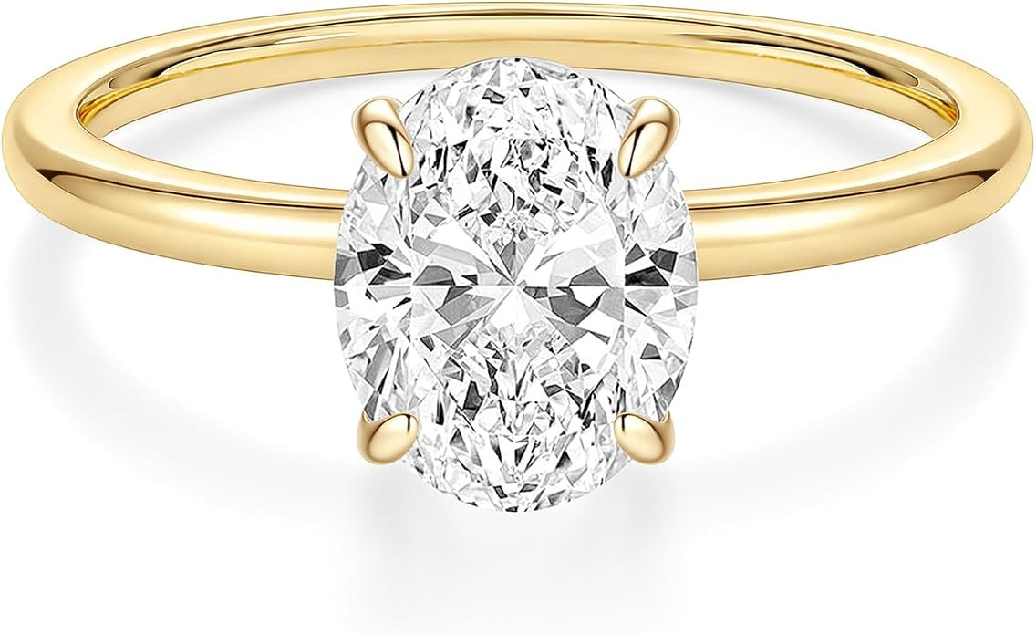 EAMTI 3CT 925 Sterling Silver Engagement Rings Oval Cut Solitaire Cubic Zirconia CZ Wedding Promi... | Amazon (US)