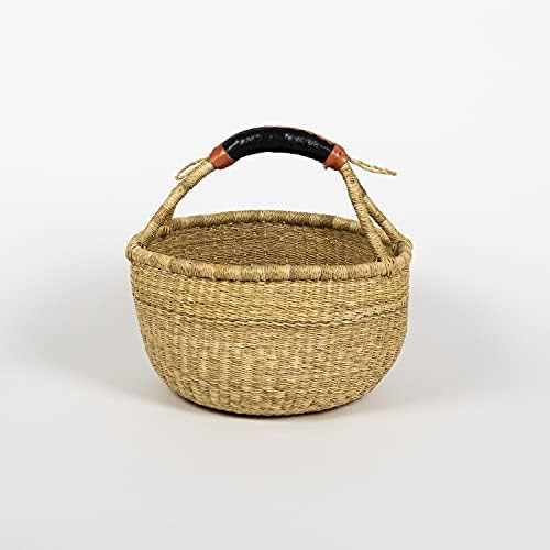 Bolga Zaare Market Basket, Handmade in Ghana by Women Artisans, Natural, Small, 11"-13" Diameter x 6 | Amazon (US)