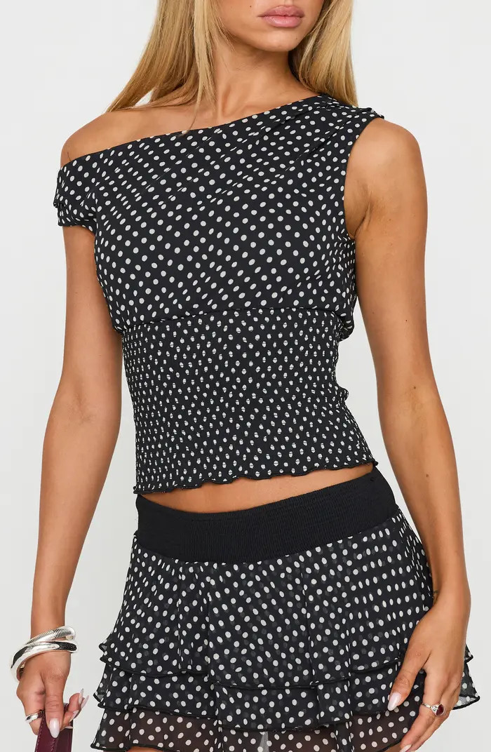 Princess Polly Ready To Party One-Shoulder Polka Dot Top | Nordstrom | Nordstrom
