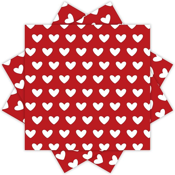 Quera 60 Pack Valentine'S Day Be Covered With Love Paper Napkins Red Heart 5 X 5 "Disposable Beve... | Amazon (US)