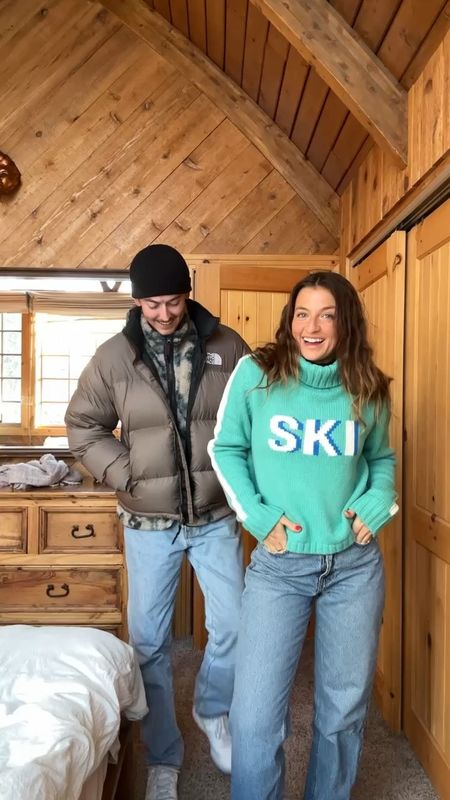 ski trip ootd⛷️❄️ both Josh and I LOVE Abercrombie denim! they’re the perfect gift idea for any season honestly 

cold weather outfits, winter outfits, sweaters, jeans, puffer jacket, north face, Abercrombie, ski outfit

#LTKHoliday 

#LTKVideo #LTKSeasonal