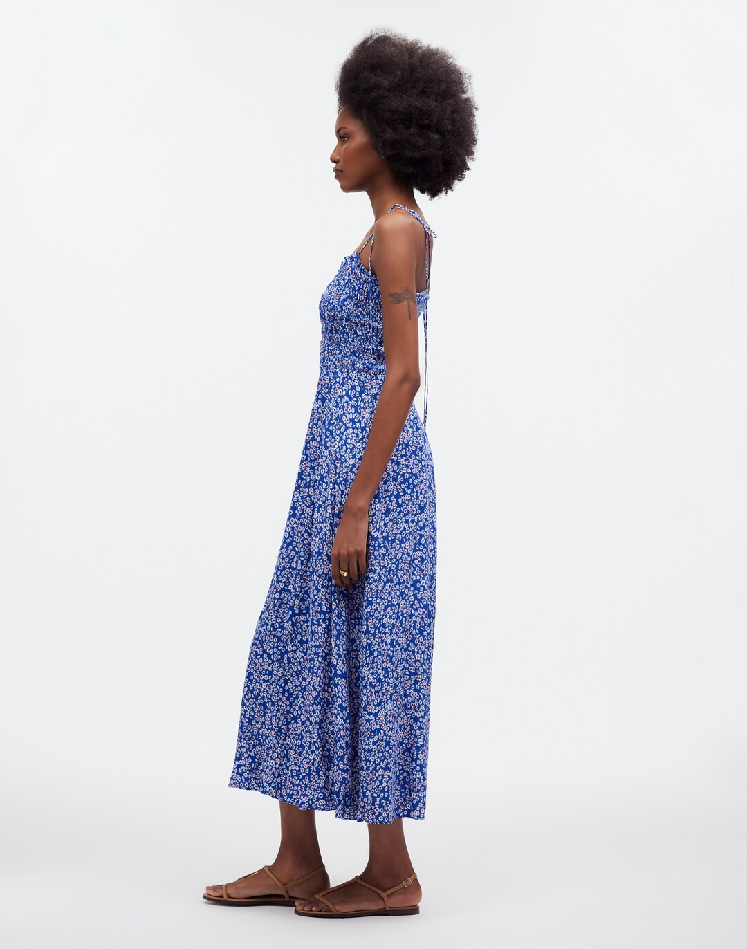 Smocked Tie-Strap Midi Dress in Floral | Madewell