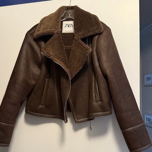 Zara Brown Shearling Jacket | Poshmark