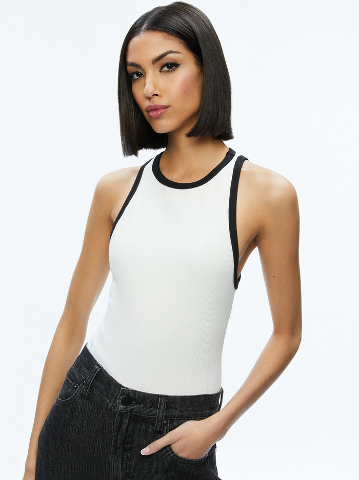 MIRTHA RIBBED RACERBACK TANK | Alice + Olivia