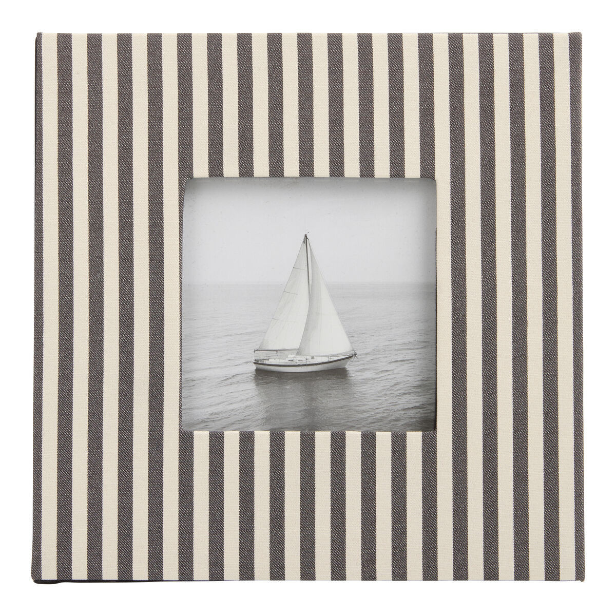 Square Black and Ivory Fabric Striped Picture Frame by World Market | World Market