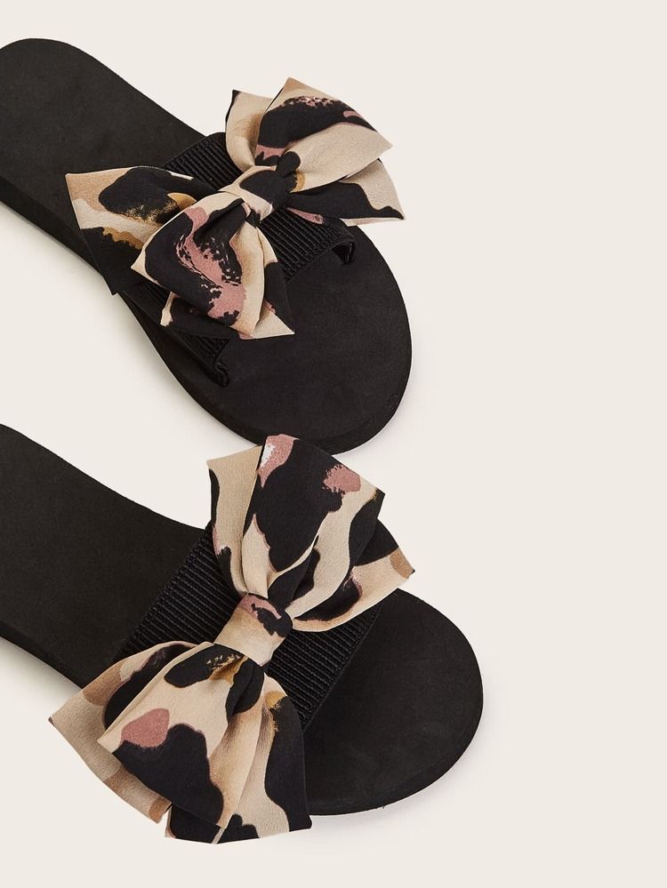 Open Toe Bow Decor Sliders | SHEIN