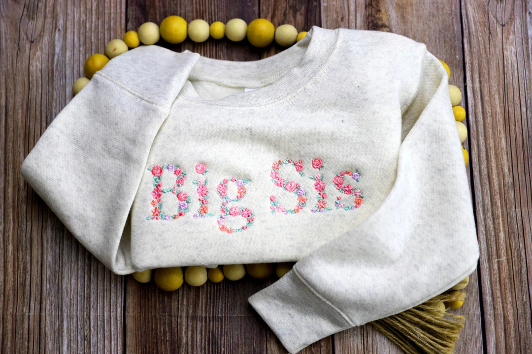 Big Sis Floral Sweatshirt Floral Sweatshirt Embroidered Big - Etsy | Etsy (US)