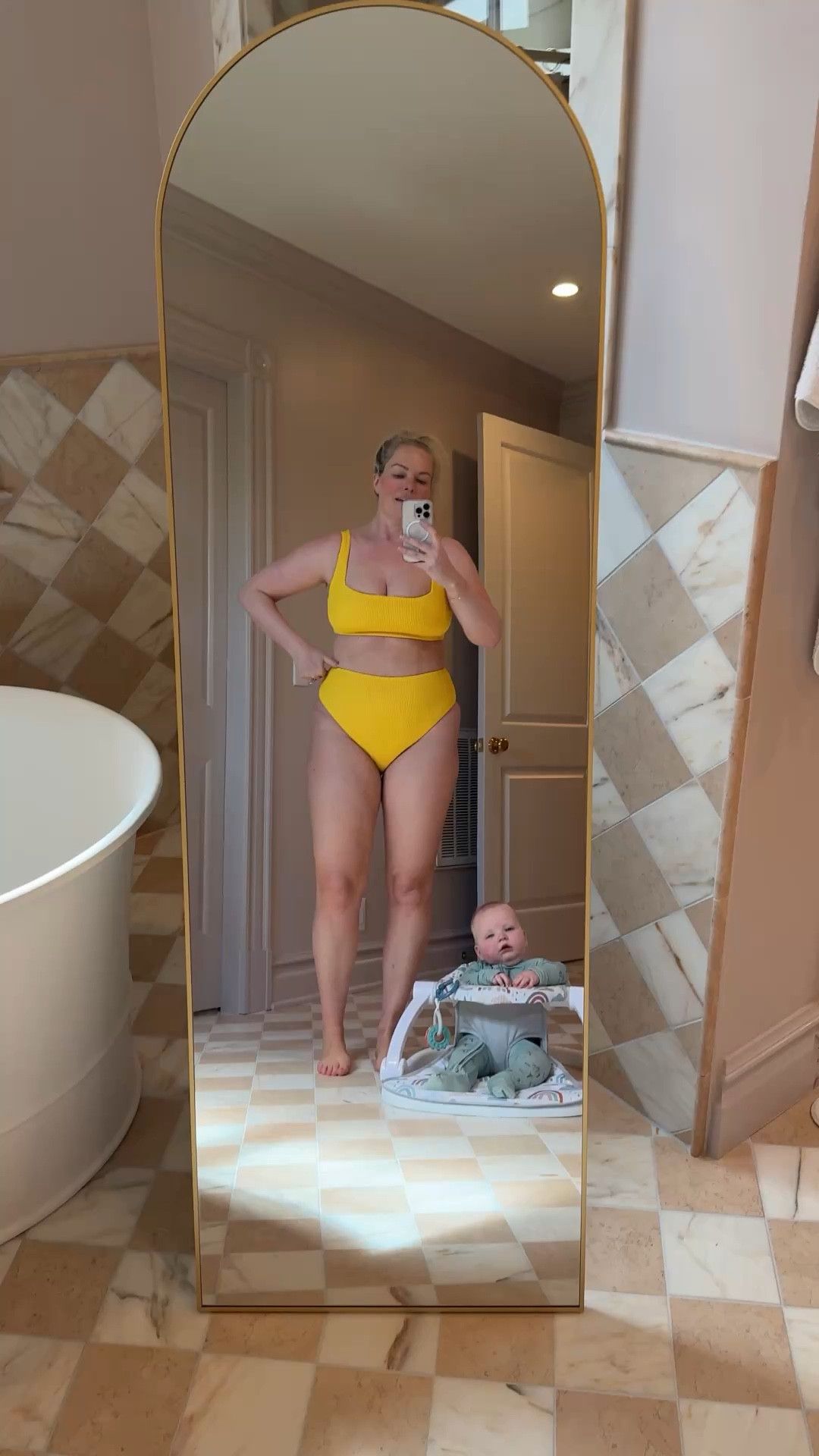 New swimwear that is so cute at 6 months postpartum! Loving this color and the way it fits as my body continues to change post-baby 💛

#LTKOver40 #LTKSwim #LTKMidsize