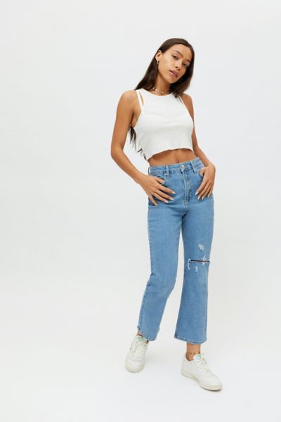 BDG High-Waisted Kick Flare Jean - Distressed Light Wash | Urban Outfitters (US and RoW)