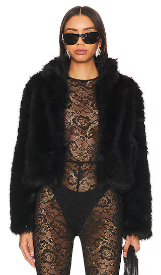 Faux Fox Fur Jacket in Jet Black | Revolve Clothing (Global)