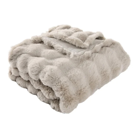 Better Homes & Gardens Bubble Faux Fur Oversized Couch Throw Blanket, Grey Haze, 50 x 72 in | Walmart (US)