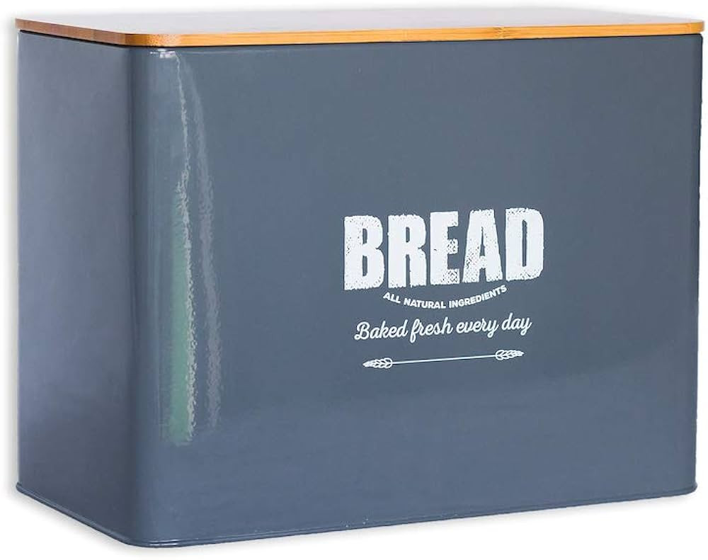 Extra Large Bread Box for Kitchen Countertop, Vintage with Bamboo Lid, Metal, Traditional Farmhou... | Amazon (US)