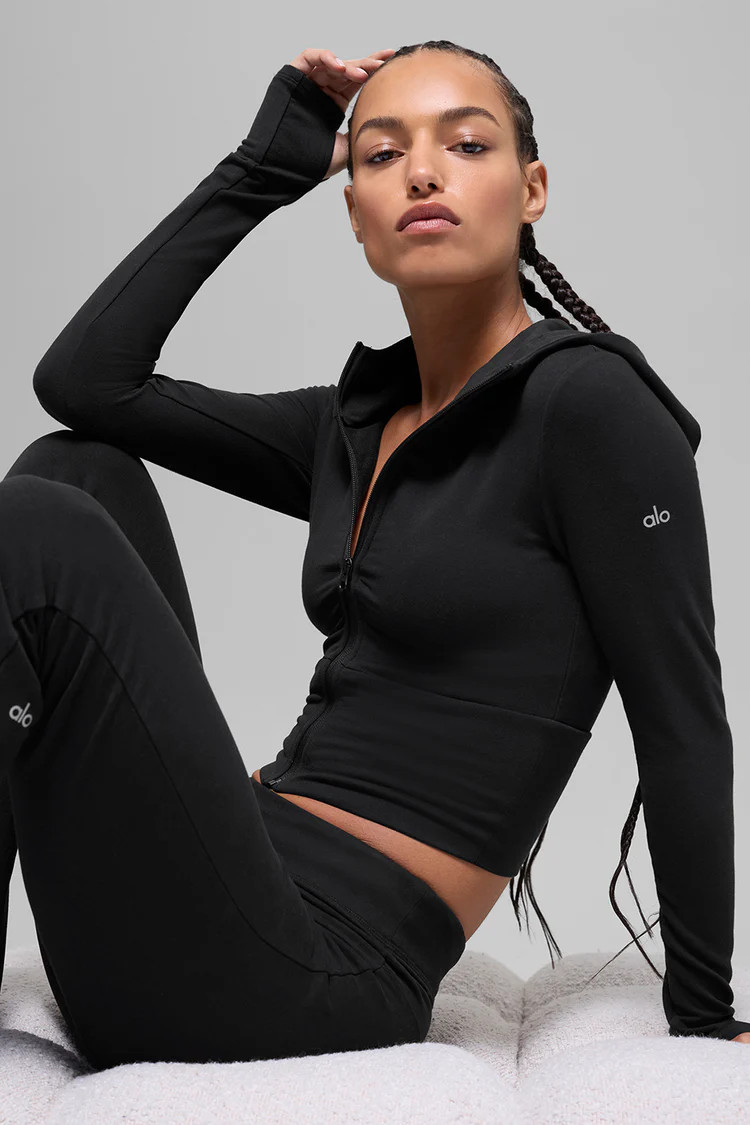 Sway Full Zip Hoodie - Black | Alo Yoga
