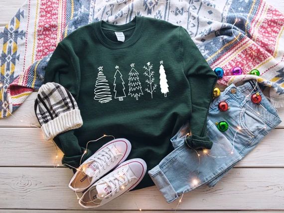 Christmas Trees Sweatshirt  Christmas Sweatshirt for Women | Etsy | Etsy (US)