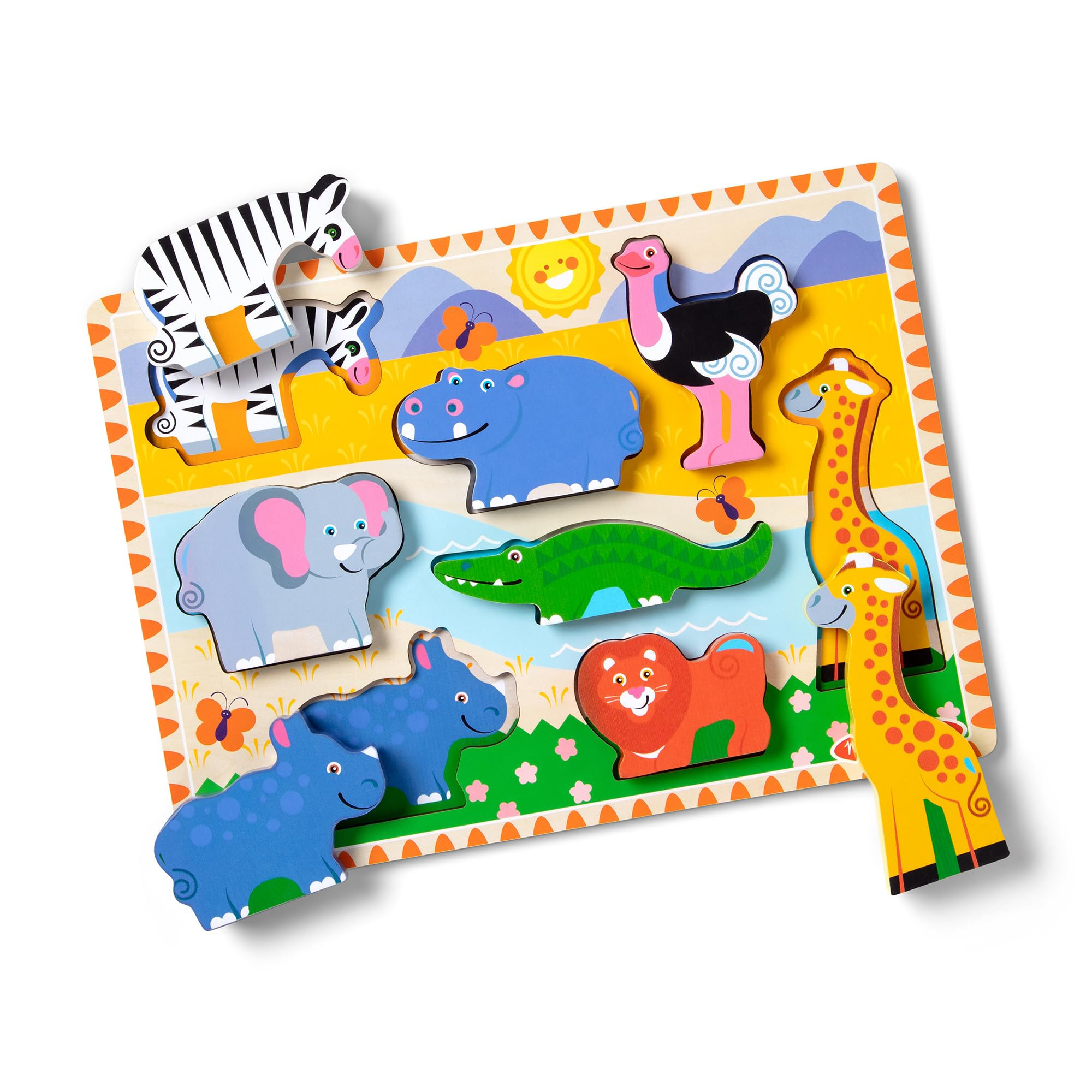 Melissa & Doug Safari Wooden Chunky Puzzle (8 pcs), Educational Screen Free Activity for Toddler,... | Amazon (US)