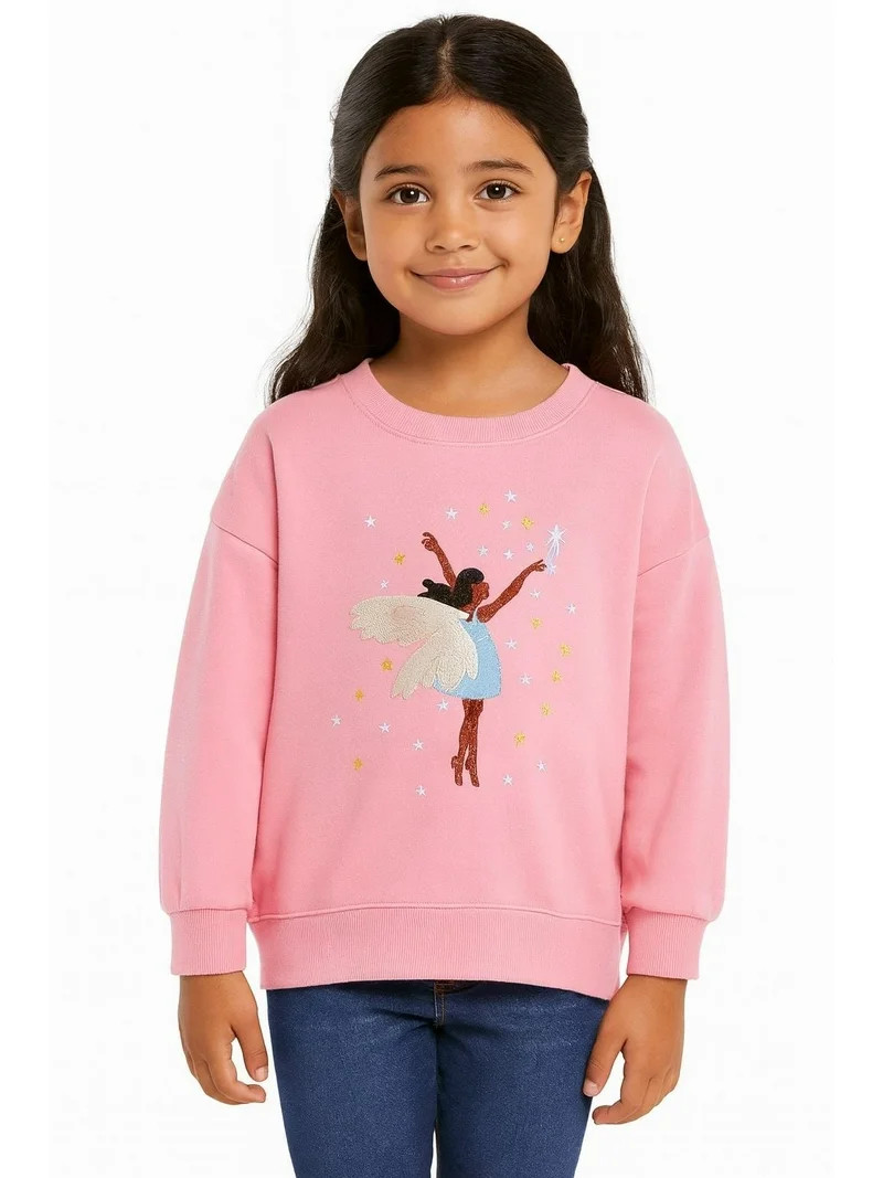 HILEELANG Toddler Girls（2-7Y) Sweatshirt Falling Shoulder Sleeve Pullover Crewneck Cotton Top C... | Walmart (US)