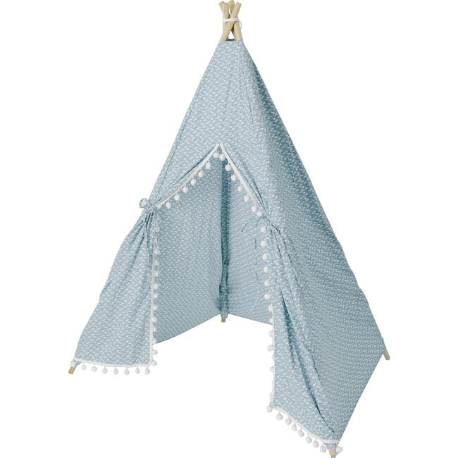 Savannah Play Tent, Blue Ditsy/White Pom | Maisonette