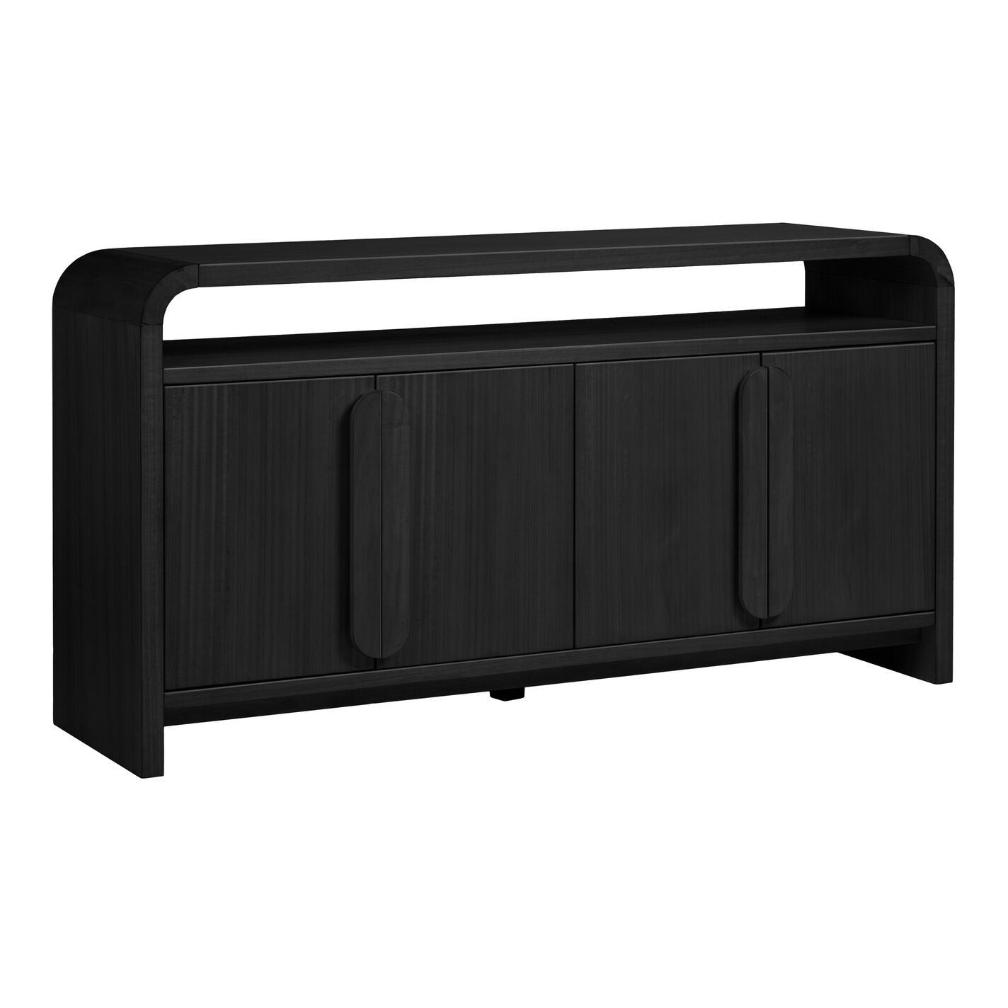 Hollins Wood Curved Sideboard with Open Shelf | World Market