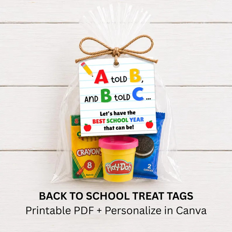 Back to School Treat Tags | First Day Student Welcome Tag | Printable PDF & Editable Canva | Etsy (Global)