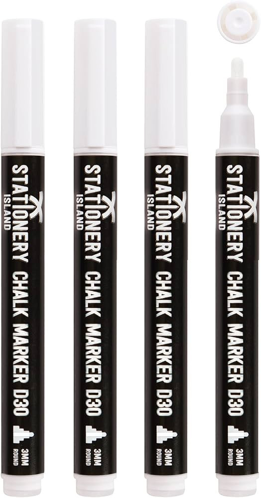 Stationery Island Liquid Chalk Pens White Markers for Blackboards Dry Erase Chalk Marker Pens Wip... | Amazon (US)