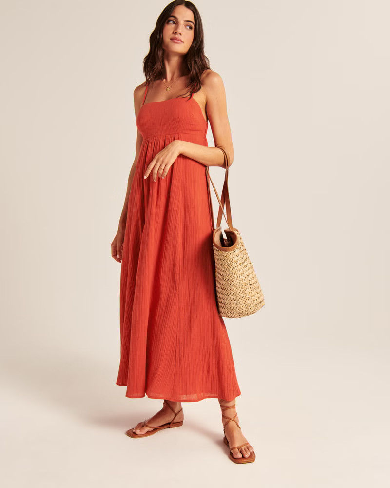 Women's Babydoll Maxi Dress | Women's Dresses & Jumpsuits | Abercrombie.com | Abercrombie & Fitch (US)