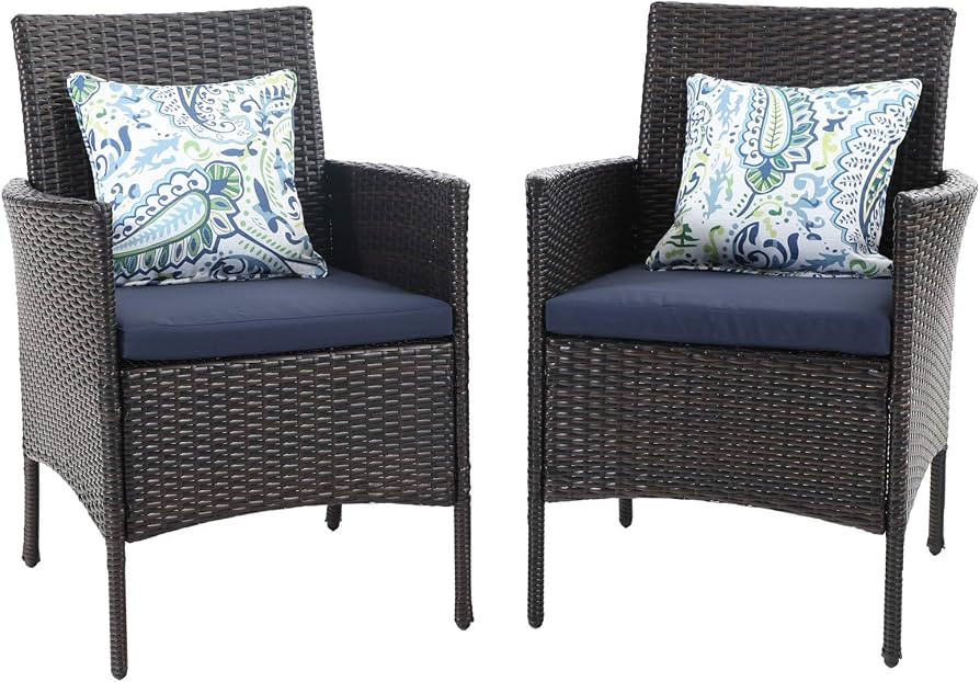 MFSTUDIO Garden Chairs Set of 2, Outdoor Wicker Rattan Chairs with Cushions, Conversation Set for... | Amazon (UK)