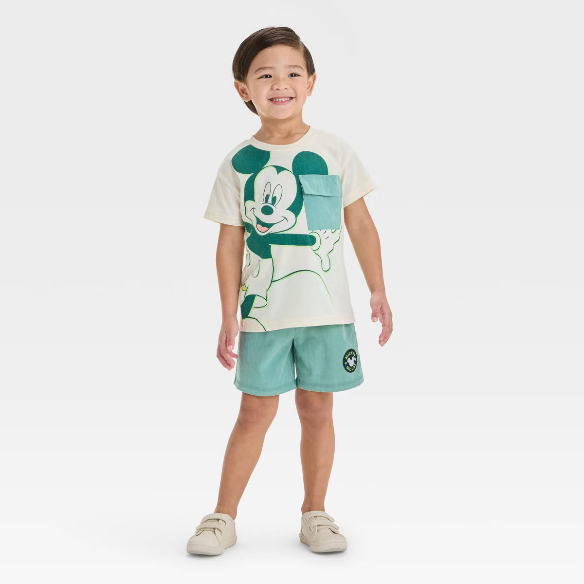 Toddler Boys' 2pc Disney Mickey Mouse Pocket T-Shirt & Brushed Active Shorts Set - Green 2T | Target