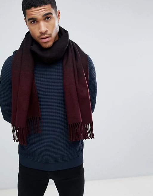 ASOS DESIGN blanket scarf in burgundy ombre | ASOS US