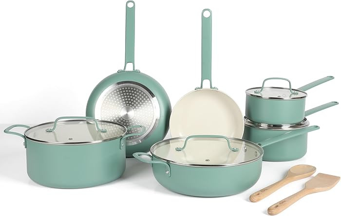 Martha Stewart Emmeline Premium Nonstick PFA Free Ceramic Interior 12 Piece Heavy Gauge Enamel Al... | Amazon (US)