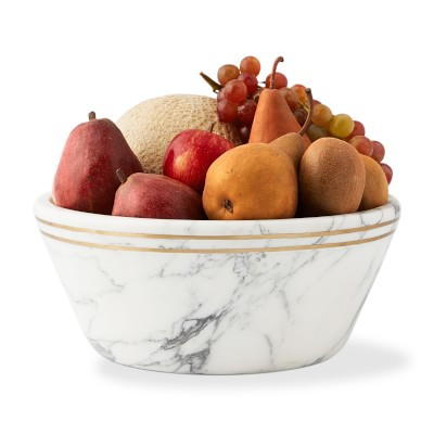 White and Gold Marble Fruit Bowl | Williams-Sonoma