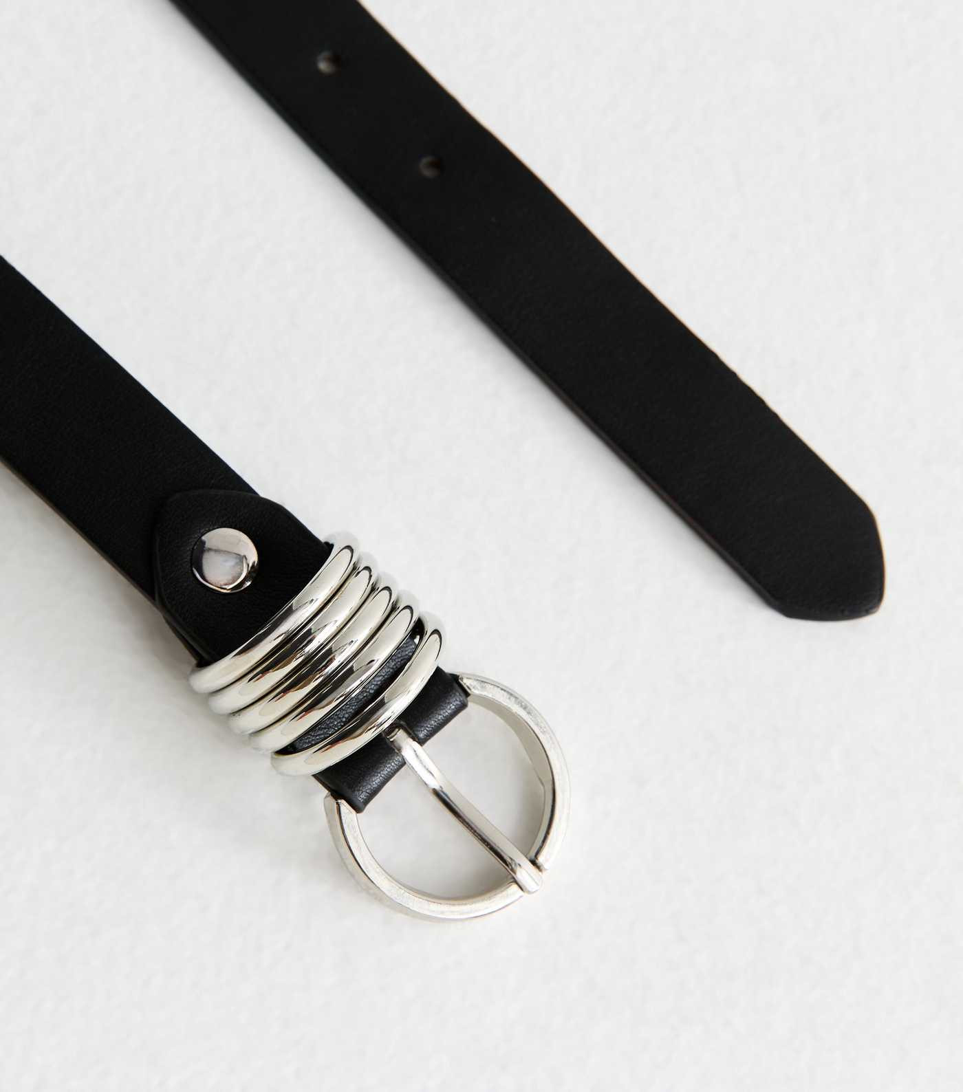 Black Faux Leather Multi Ring Keeper Detail Belt | New Look | New Look (UK)