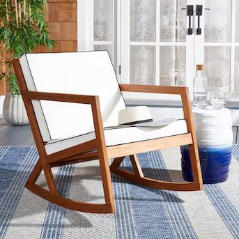 Safavieh Patio Frame Rocking Chair(s) with Off-white Cushioned Seat | Lowe's