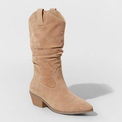 Women&#39;s Adaline Wide Calf Western Boots - Universal Thread&#8482; Taupe 7WC | Target