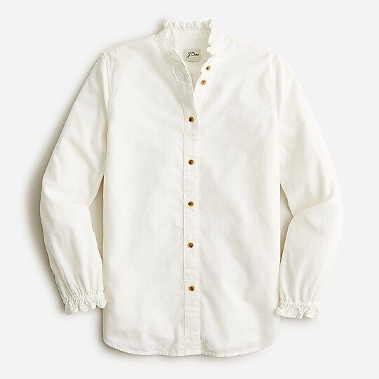 Classic-fit ruffleneck shirt in corduroy | J.Crew US