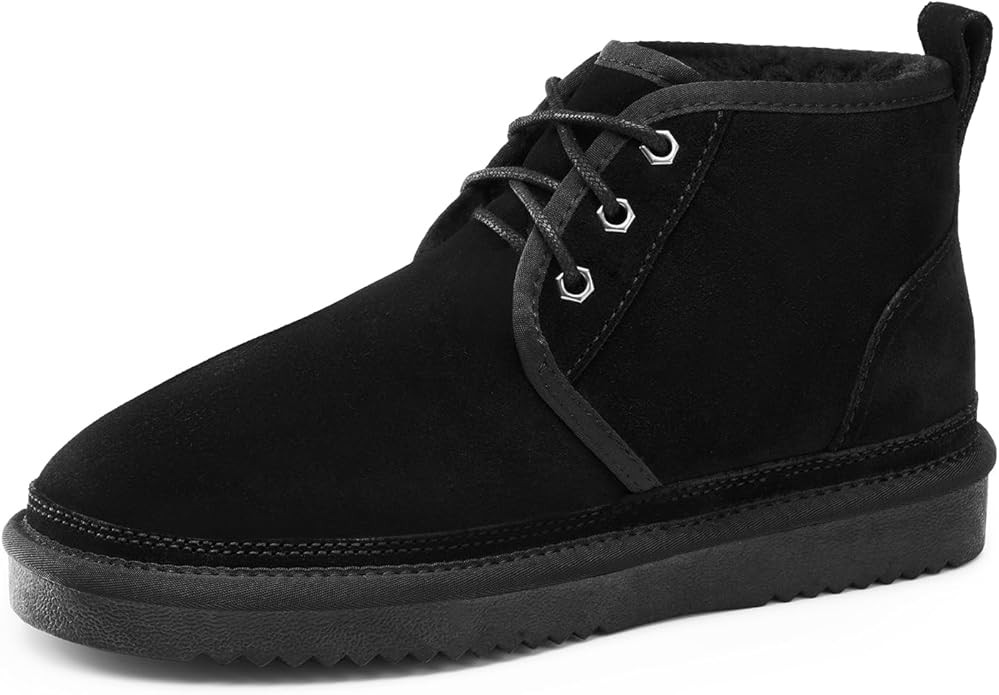 DREAM PAIRS Women's Ankle Winter Boots Genuine Suede Leather Faux Fur Lace Up Snow Warm Comfort C... | Amazon (US)