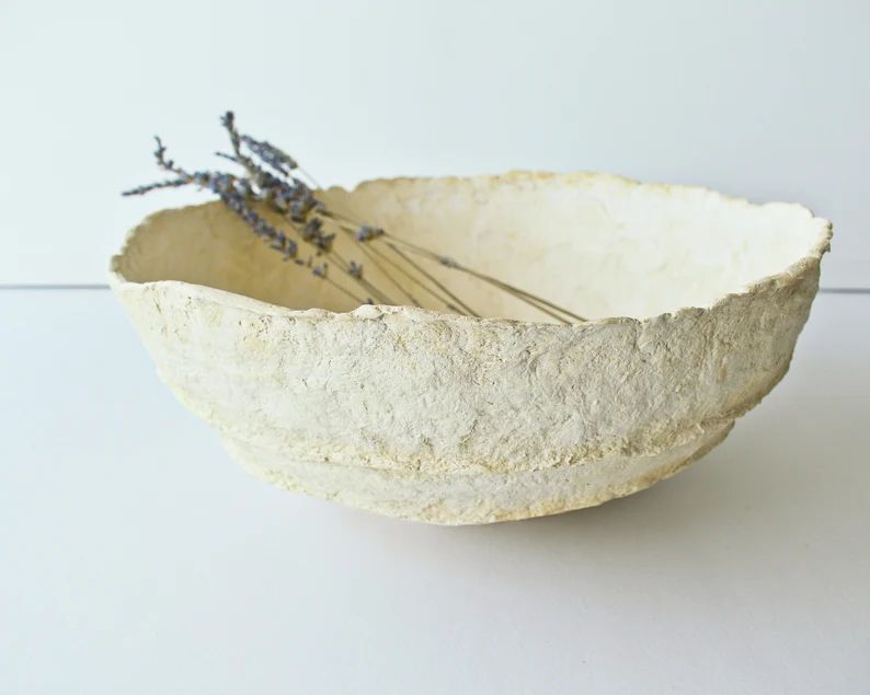 Vintage Beige Paper Mache Bowl Handmade Boho Bowl or Planter | Etsy | Etsy (US)