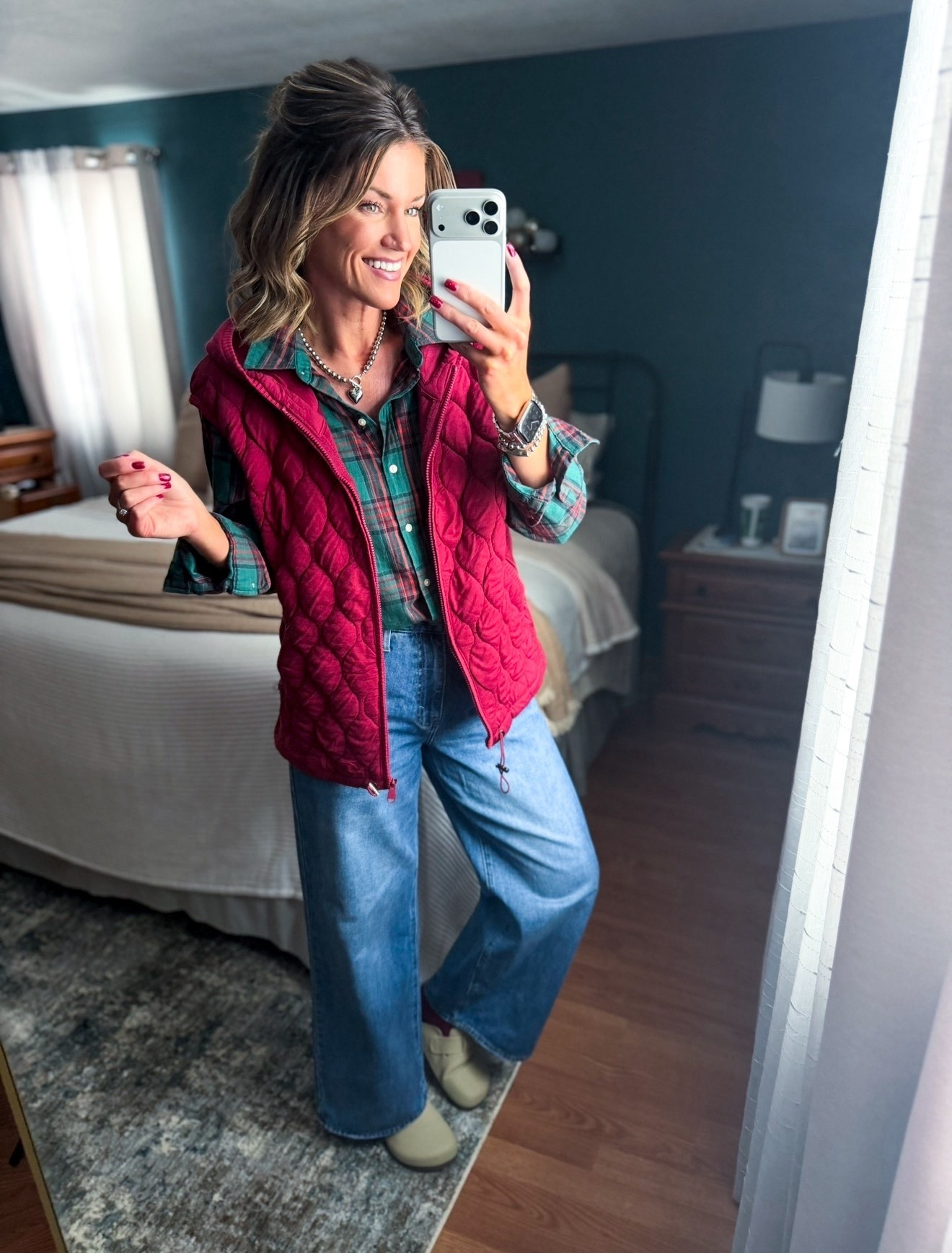 Weekend outfit idea 
Plaid/medium
Vest/ small 
Jeans /29

#LTKSeasonal #LTKootd #LTKmomlife