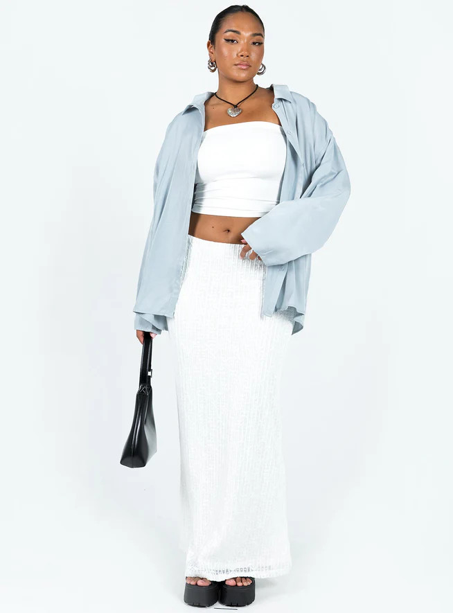 Berkshire Low Rise Maxi Skirt White | Princess Polly US