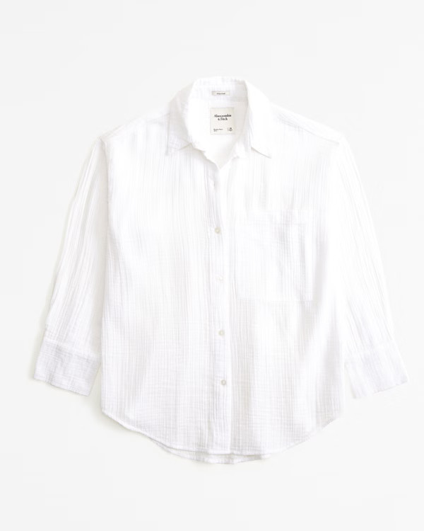 Women's Oversized Gauzy Shirt | Women's Tops | Abercrombie.com | Abercrombie & Fitch (US)