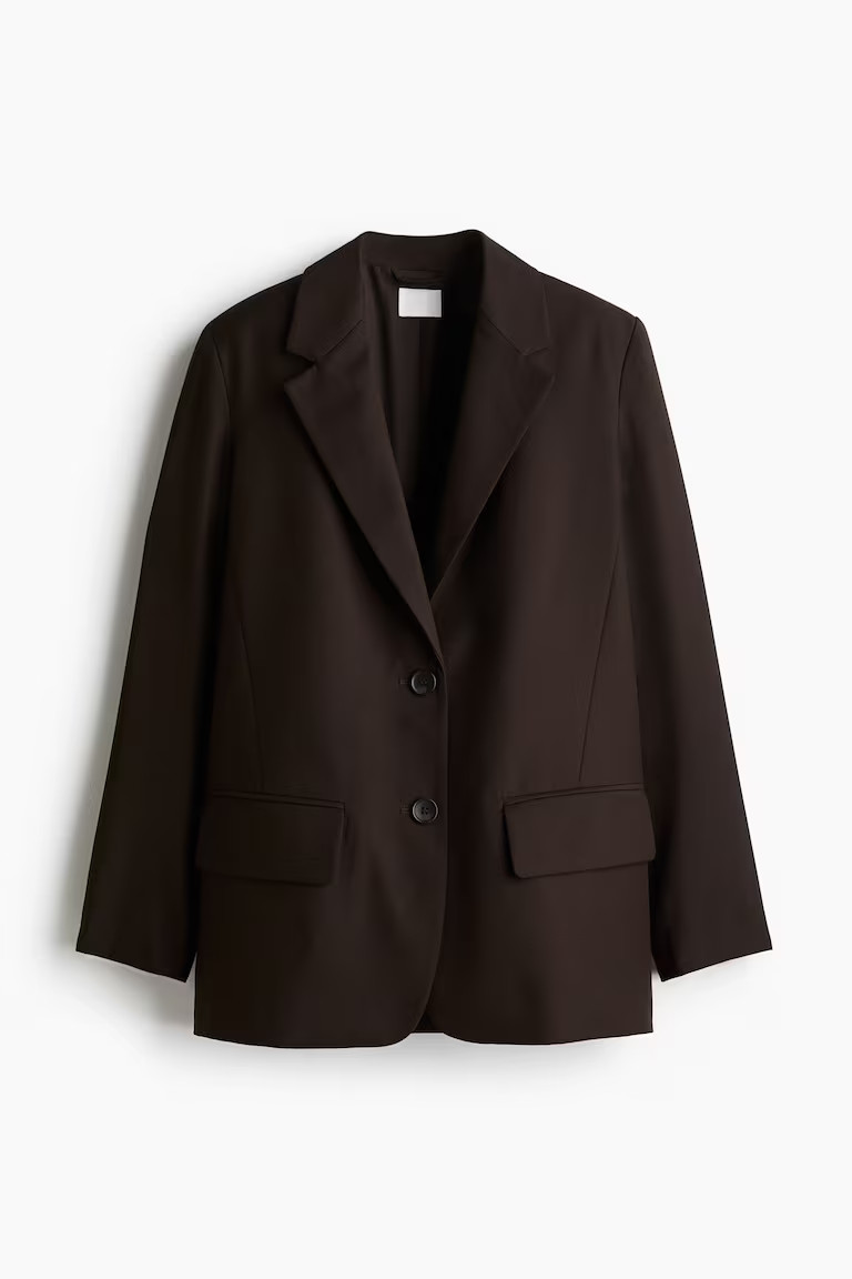 Single-breasted blazer - Dark brown - Ladies | H&M GB | H&M (UK, MY, IN, SG, PH, TW, HK)
