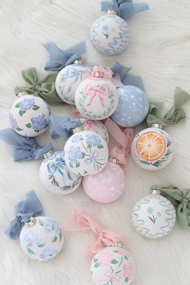 Hand-painted Ornament, Pink Hydrangea - Etsy | Etsy (US)