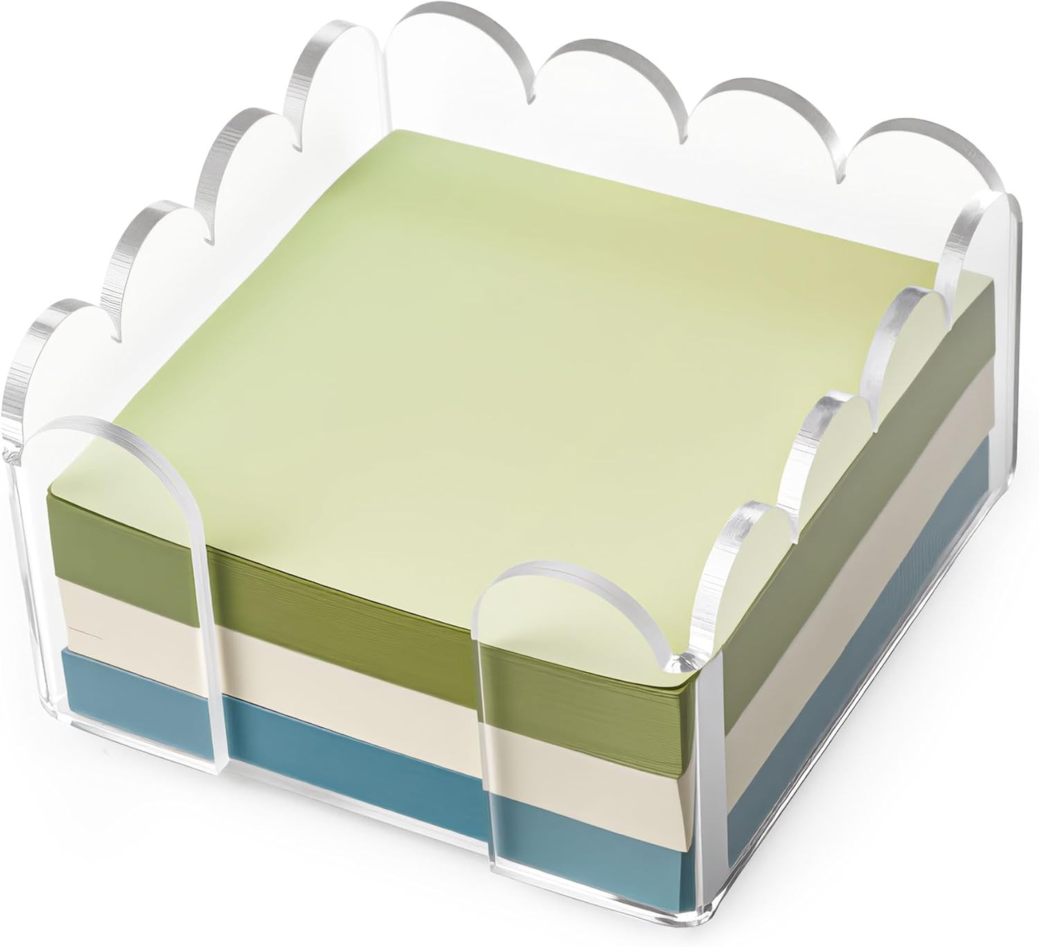 Qoroos 1 PC Scalloped Acrylic Sticky Note Holder 3"x3" Crystal Clear Sticky Note Holder Dispenser... | Amazon (US)