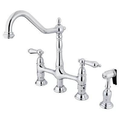 Heritage Double Handle Widespread Kitchen Faucet with Side Spray | Wayfair North America