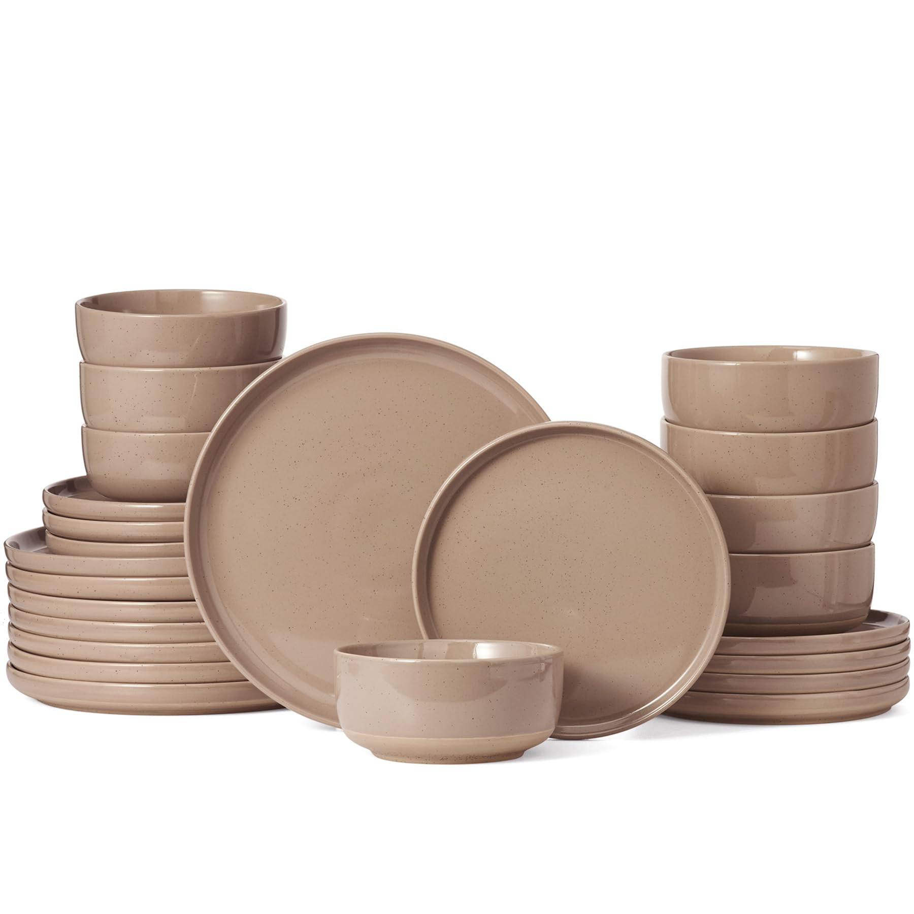 Famiware Milkyway Dinnerware Sets, 24 Piece Dish Set, Plates and Bowls Sets for 8, Cinnamon Brown | Amazon (US)