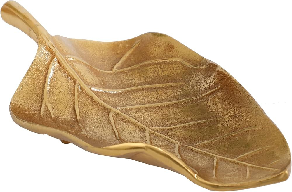Gold Decorative Tray, Leaf Jewelry Tray for Rings, Earrings, Necklaces, Bracelet, Watch Keys, Mot... | Amazon (US)