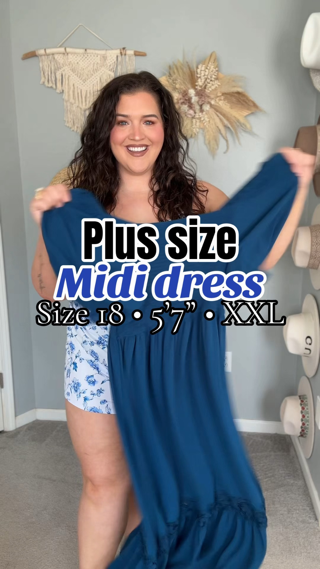 Spring midi wedding guest dress 👗☀️💙 This plus size Amazon dress comes in 7+ colors, sizes XL-4XL and under $40! Wearing a size XXL! 

#LTKWedding #LTKPlusSize #LTKootd