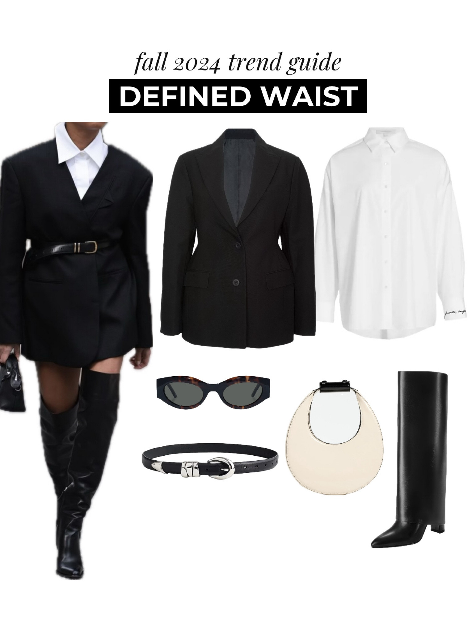 Fall trend: defined waists

Outfit deets:
The Frankie Shop Collete Hourglass blazer
Favorite Daughter ex-boyfriend shirt
Amazon boots
Madewell blazer
Staud bag