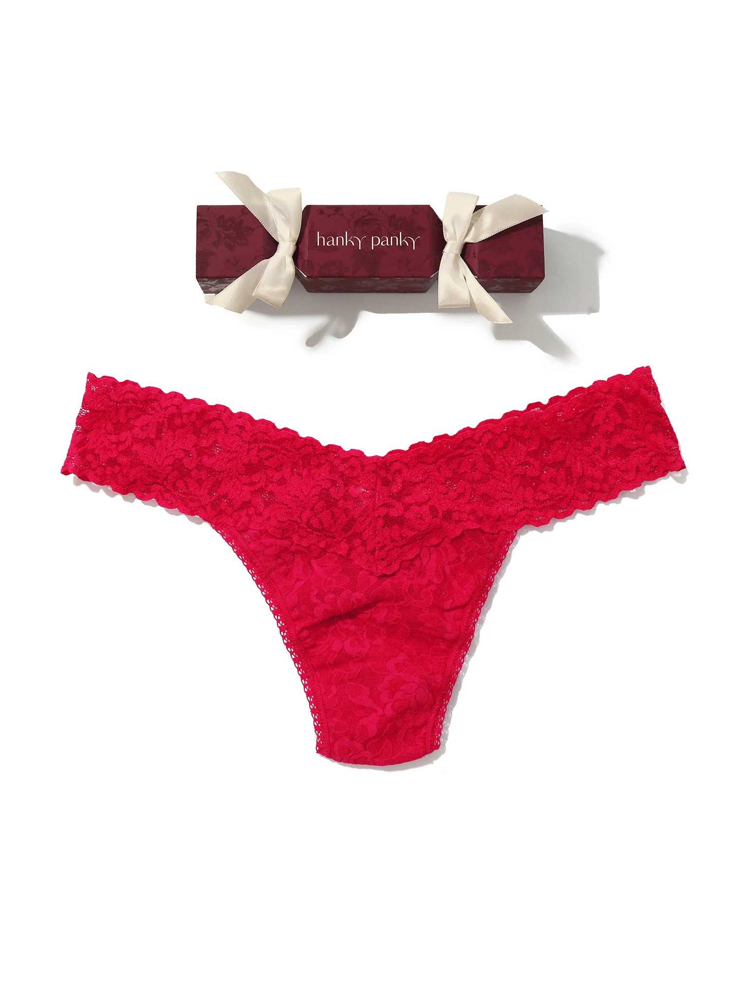4911® Signature Lace® Low Rise Thong Holiday Cracker Beet Juice Red | Hanky Panky