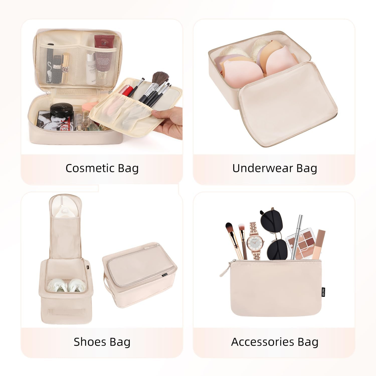 BAGAIL 8 Set Packing Cubes Luggage Packing Organizers for Travel Accessories-Cream | Amazon (US)