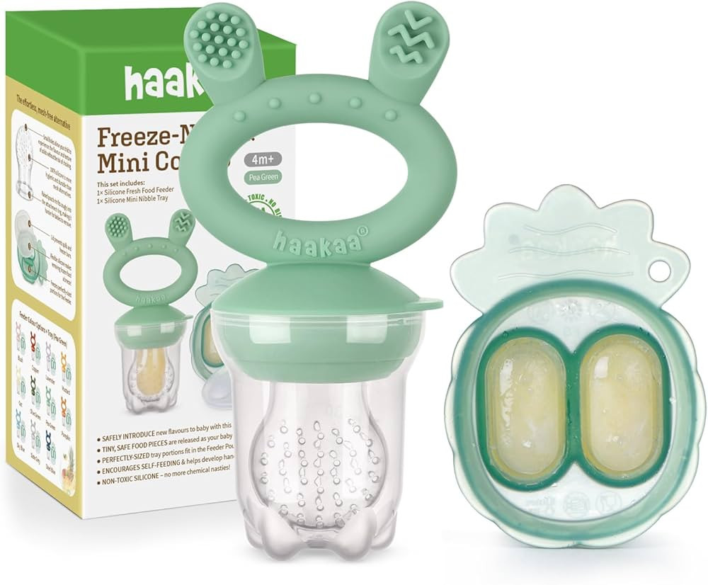 Haakaa Baby Fruit Food Feeder & Mini Freezer Nibble Tray Combo, Breastmilk Popsicle Molds for Coo... | Amazon (US)